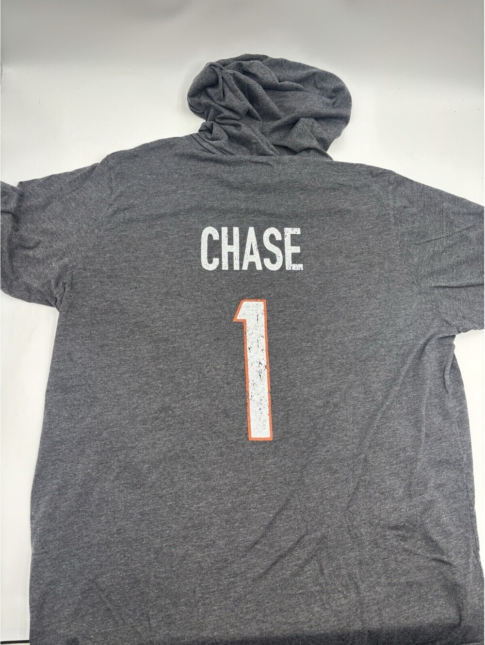 Majestic Cincinnati Bengals Jamar Chase Gray Short Sleeve Hoodie Size XXL!!!